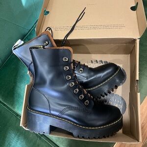 Dr. Martens Black Leather Leona Boots Size 10